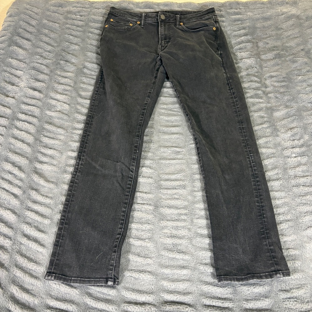 American Eagle AirFlex+ Slim Straight Jeans Mens 33x32 Faded Black Stretch Denim